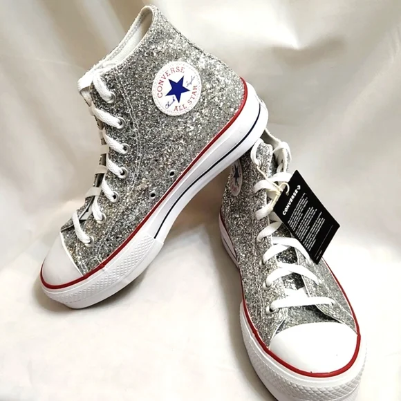 Converse CTAS Lift Platform Glitter Hightop Sneakers (w size 9.5) - Picture 6 of 15